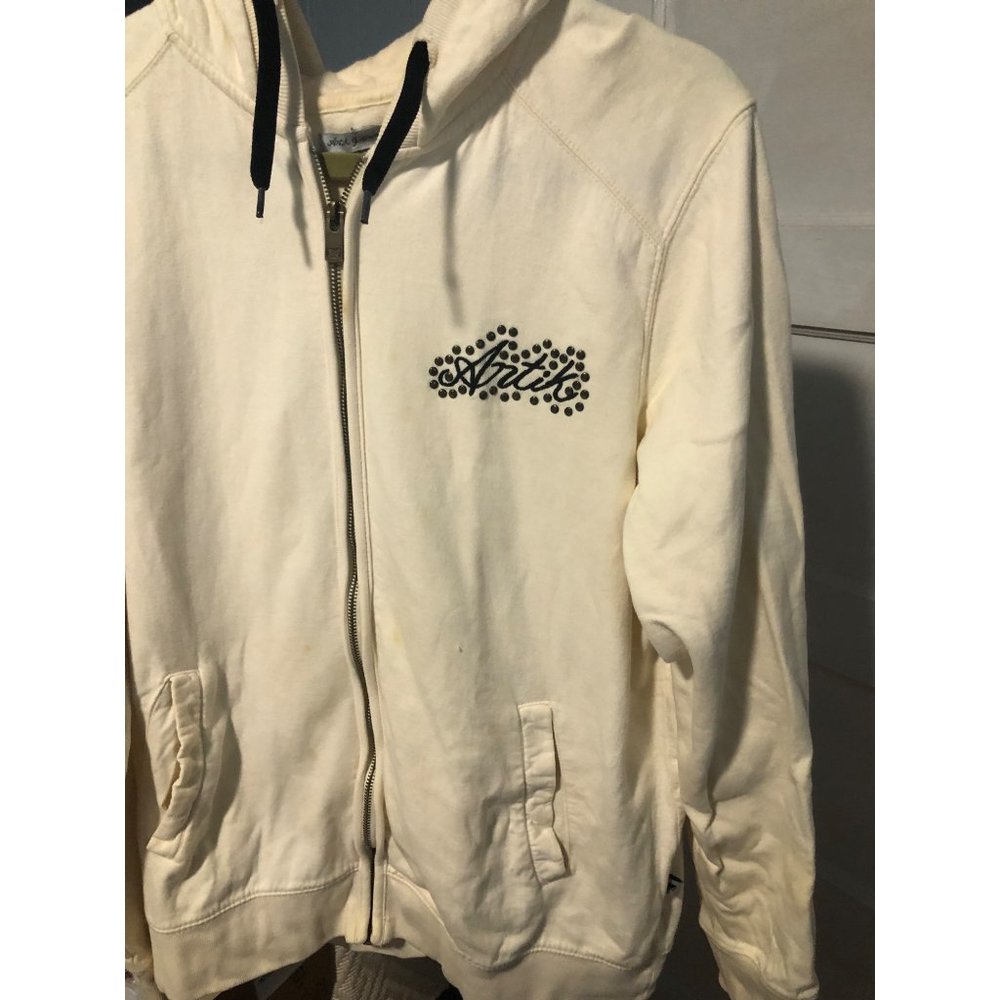 Vtg Antik Denim Gallery Cream Long Sleeved Hoodie 2XL Street Wear Hip Hop